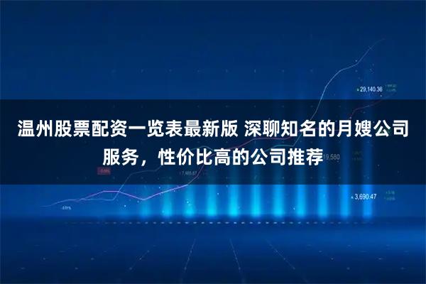温州股票配资一览表最新版 深聊知名的月嫂公司服务，性价比高的公司推荐